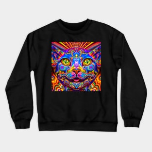 Kosmic Kitty (5) - Trippy Psychedelic Cat Crewneck Sweatshirt